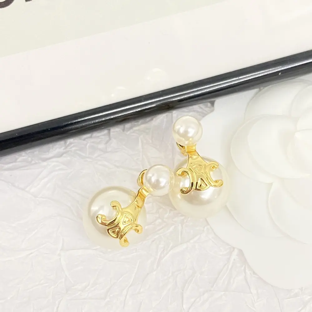 Celine Arc de Triomphe pearl earrings