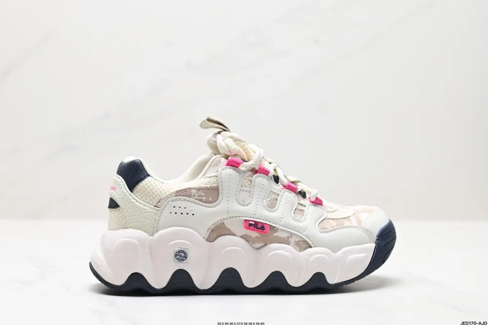 Etudes x FILA fabric synthetic leather TPU round toe lace-up thick sole shock-absorbing and F12W342103FOA