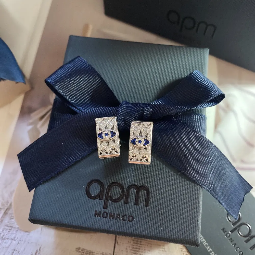 Apm monaco new evil-proof eye triangle silver earrings for women