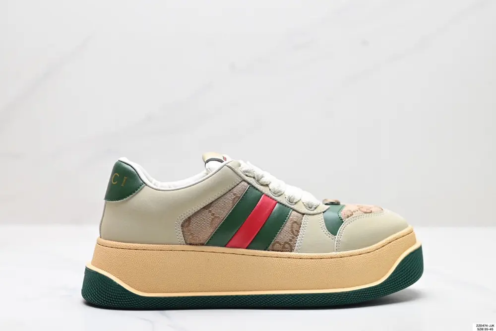 Gucci leather low-top round-toe lace-up fashion sneakers 570442