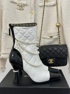 Chanel Pearl Chain High Heel Boots Series