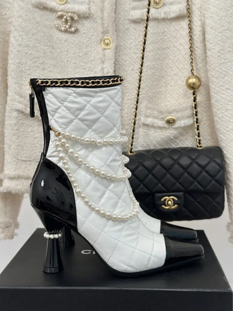 Chanel Pearl Chain High Heel Boots Series