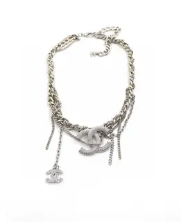 Chanel silver chain necklace