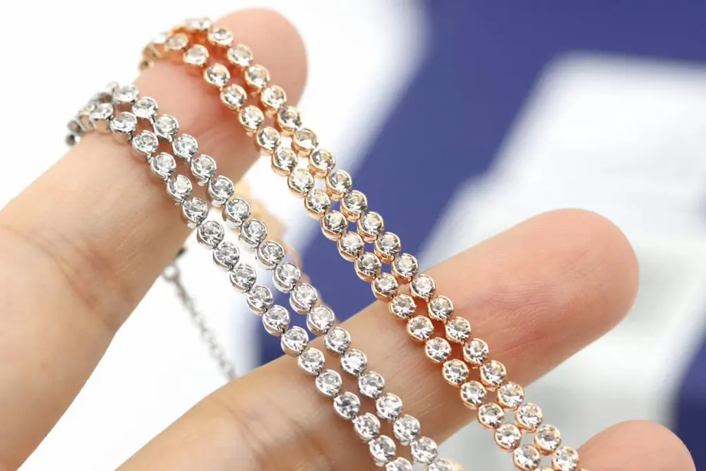 Swarovski double full row diamond pull-out bracelet