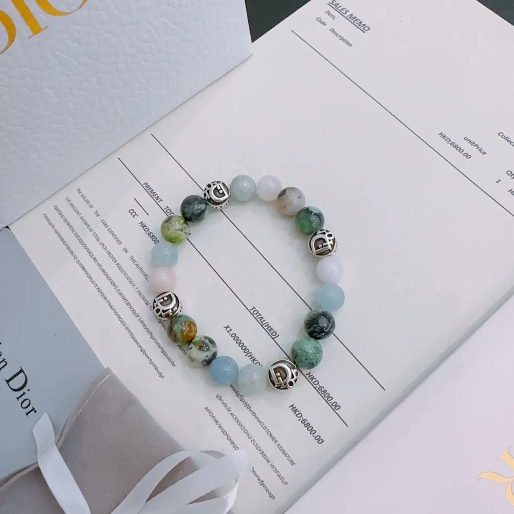 Official version DIOR multi-element agate Thai silver style bracelet