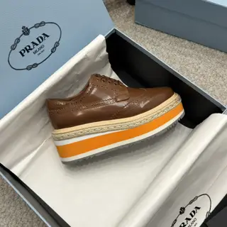 Prada Lace-up Punching Brogue Platform Shoes