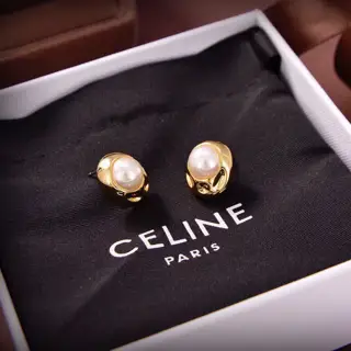 Celine gold pearl earrings