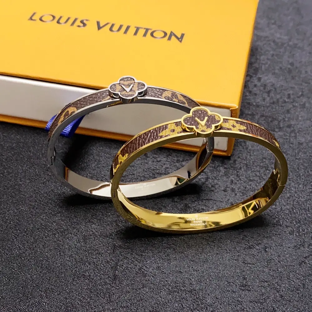 Louis Vuitton unisex leather printed bracelet