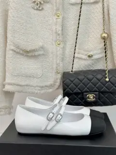 Chanel’s timeless classic color-blocked double-strap Mary Jane shoes