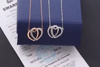 Swarovski new double heart clavicle necklace