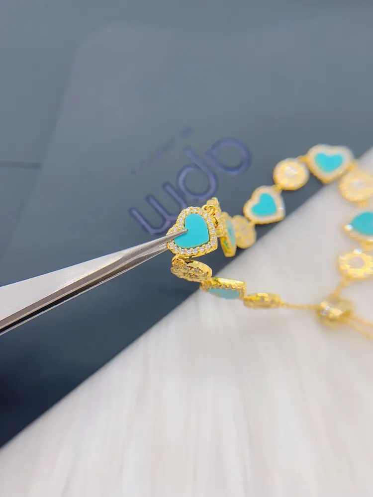 Apm monaco sky blue heart circle diamond sun bracelet