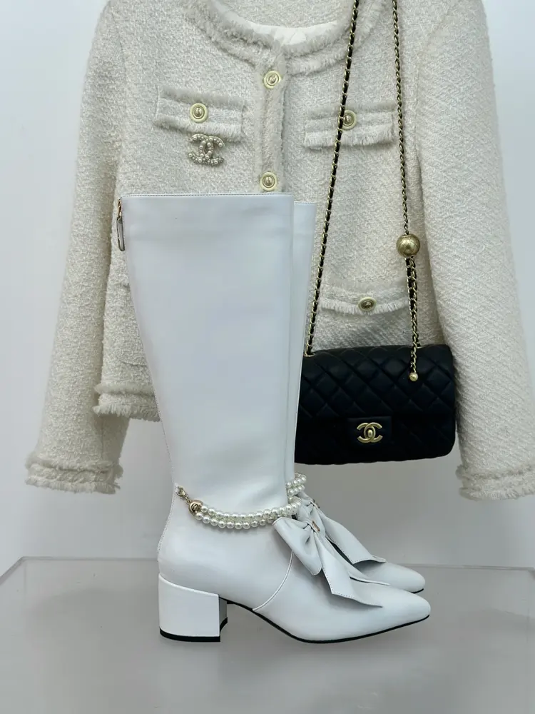 Chanel Bow Pearl Double C Boots Series