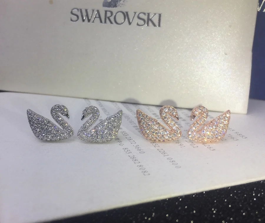 Swarovski classic full diamond swan earrings