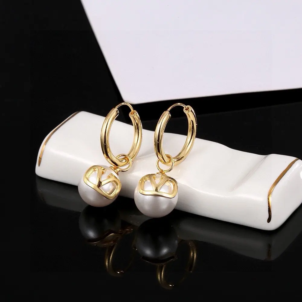 Valentino logo V pearl earrings