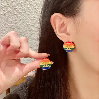CHANEL colorful double C earrings