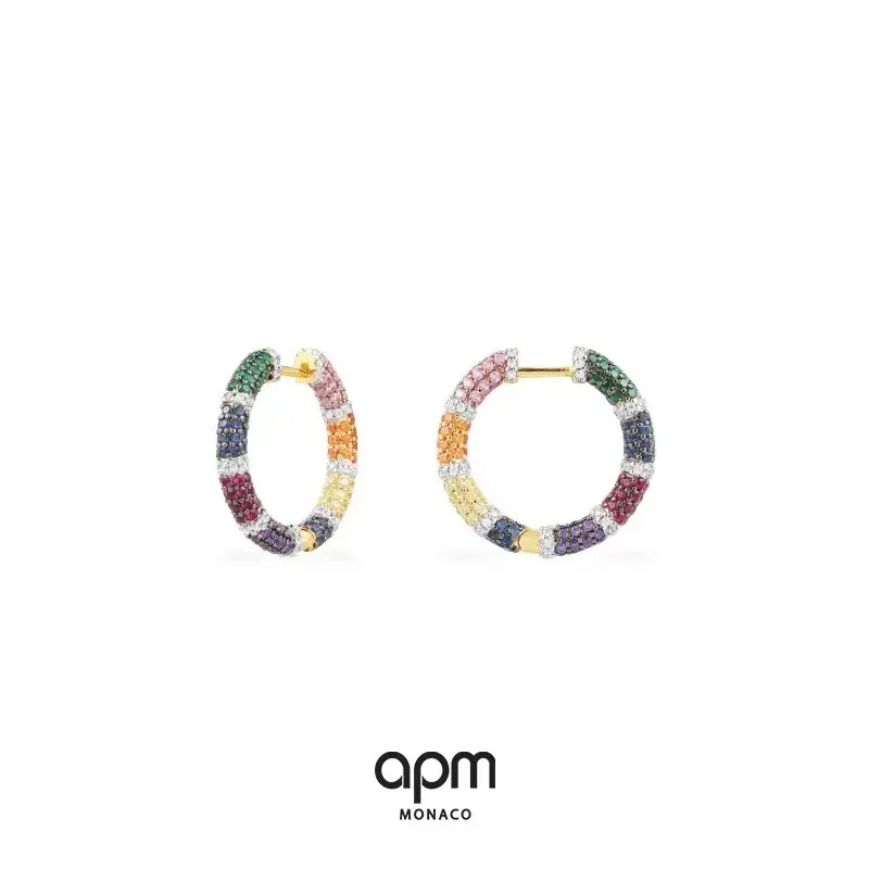 Apm monaco new multi-color micro-set colored diamond hoop earrings