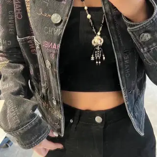 Chanel Double C Pearl Lion Long Sweater Chain Necklace
