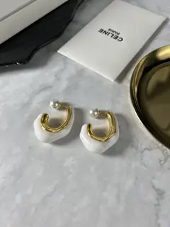 Celine white irregular earrings