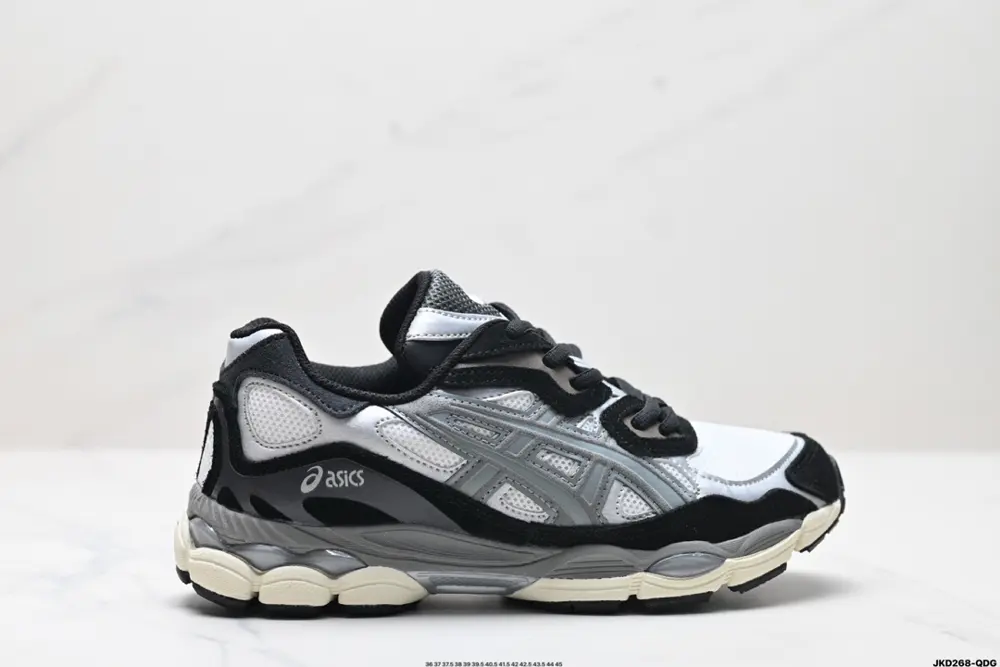 ASICS GEL-NYC 2055 breathable mesh upper with some synthetic leather material. Adopts new 1201A789-020