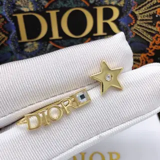 Dior original new product DIOR diamond star asymmetrical earrings High-end quality