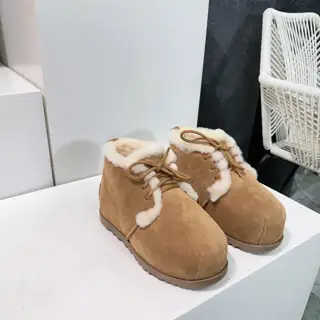 UGG autumn and winter furry snow boots leather and fur warm bread loafers
