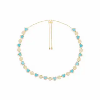 Apm monaco sky blue heart circle diamond sun necklace