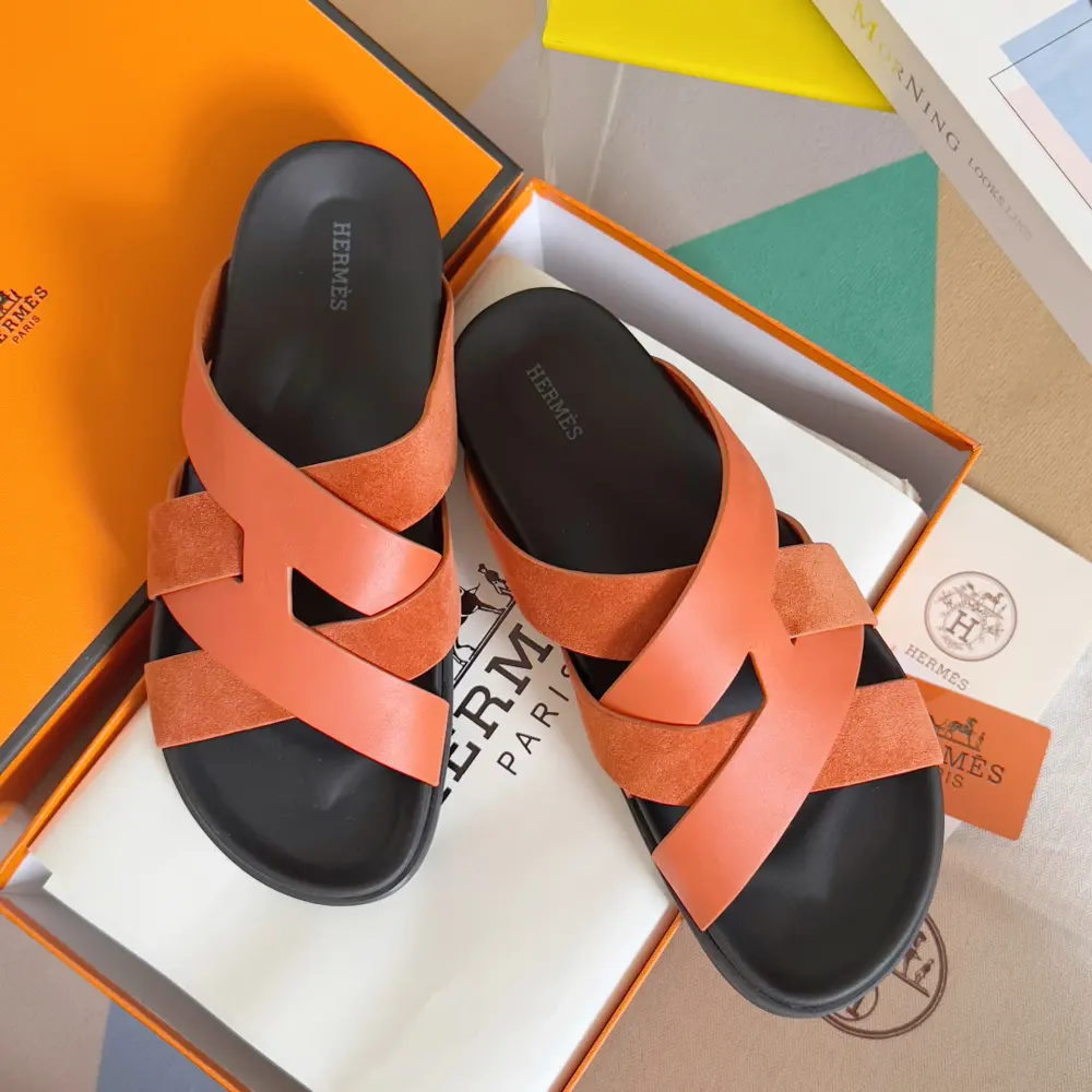 Hermès Kazimir series cross webbing waterproof platform sandals retro second uncle shoes H