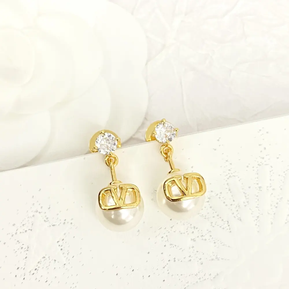 Valentino zircon pearl earrings