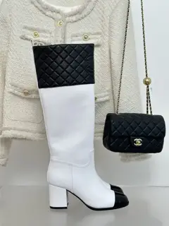Chanel Paris catwalk diamond block heel boots series
