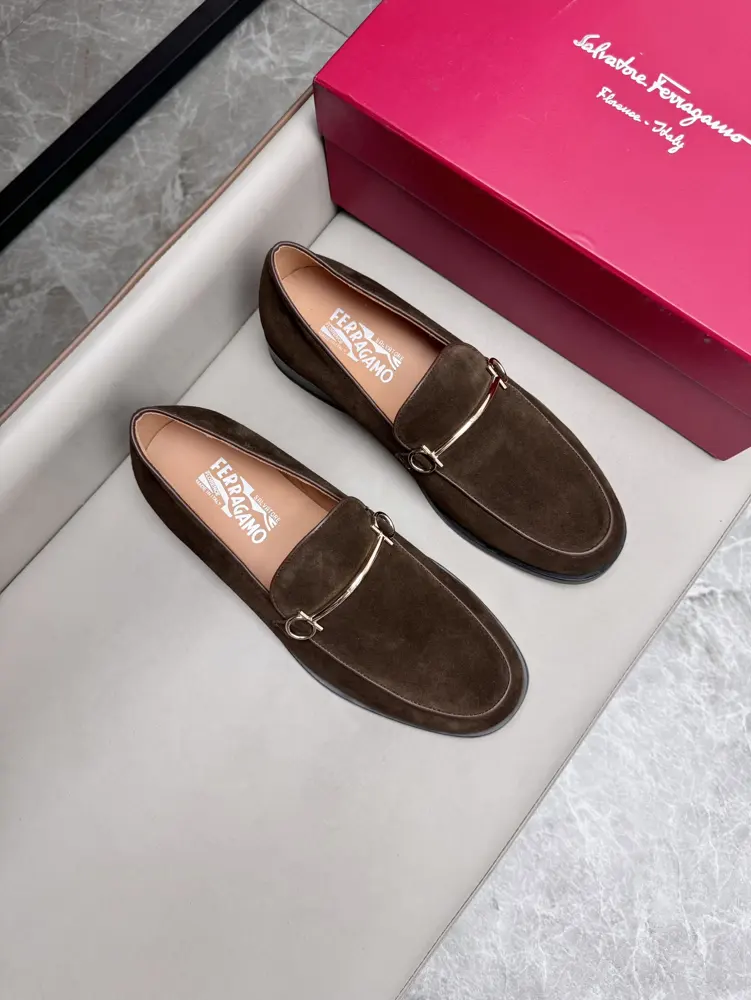 Salvatore Ferragamo men’s business casual leather shoes with leather soles|Imported suede