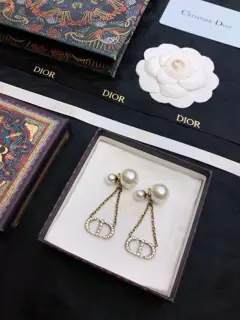 Dior new Dior Resort Series CD large and small bead tassel earrings