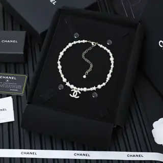 Chanel Star Pearl Double C Pendant Pearl Necklace