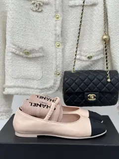 Chanel Double C Colorblock Sock Ballet Mary Jane Shoes