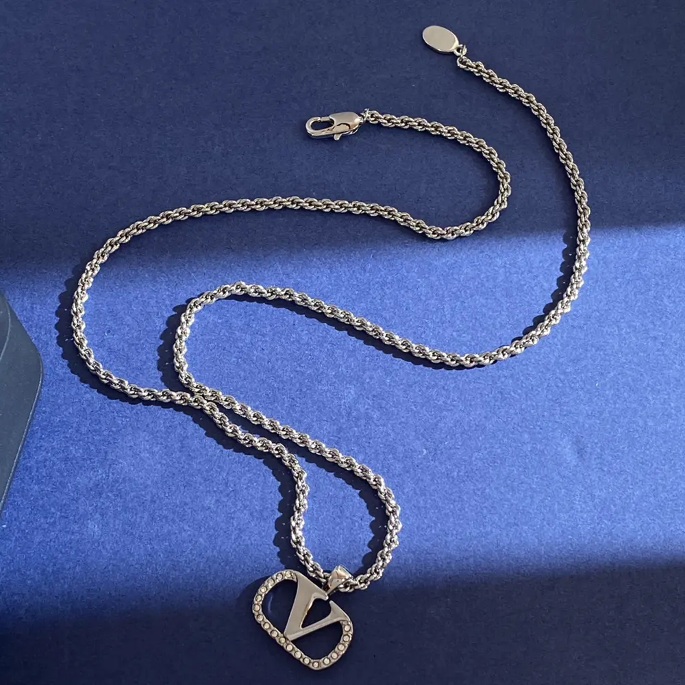 Valentino diamond-studded V necklace