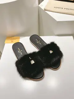 Louis Vuitton full leather flat open toe sandals