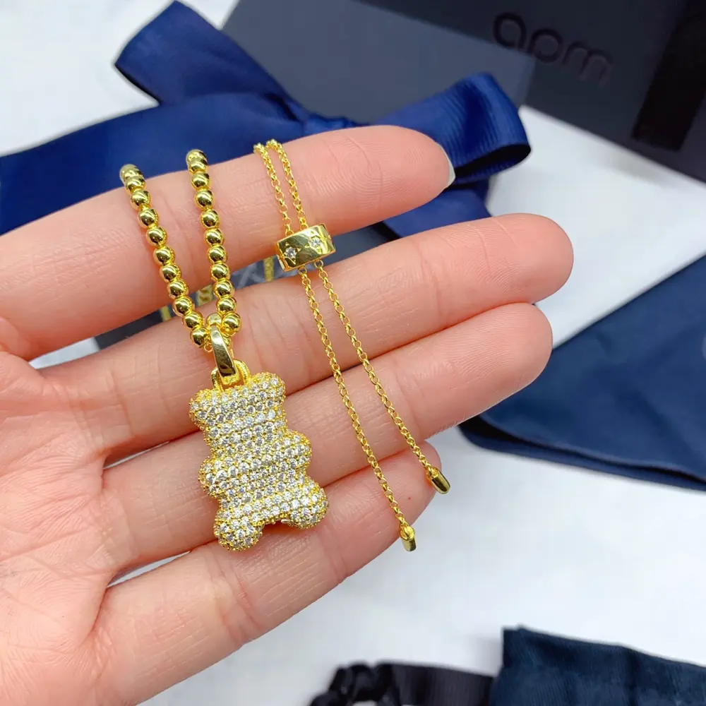 Apm monaco golden beaded necklace cool and playful gift for girlfriend