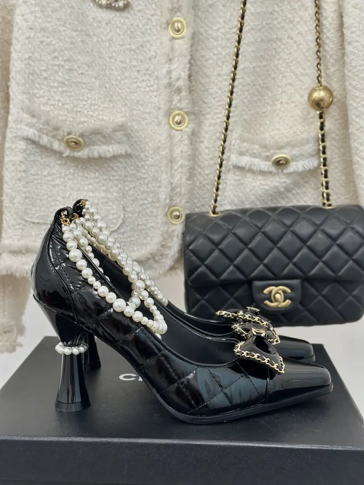 Chanel Double C Colorblock Bowknot Mary Jane Shoes