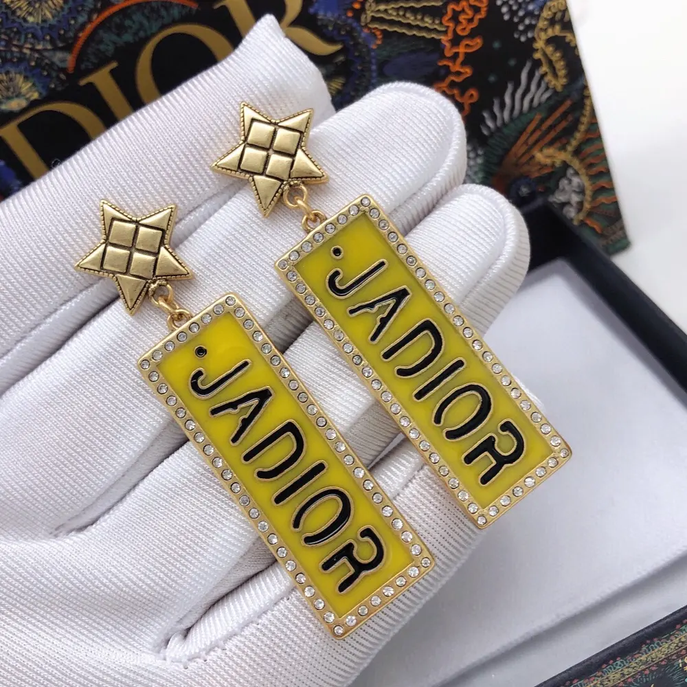 Dior Jadior letters original new product yellow tag star earrings high-end quality