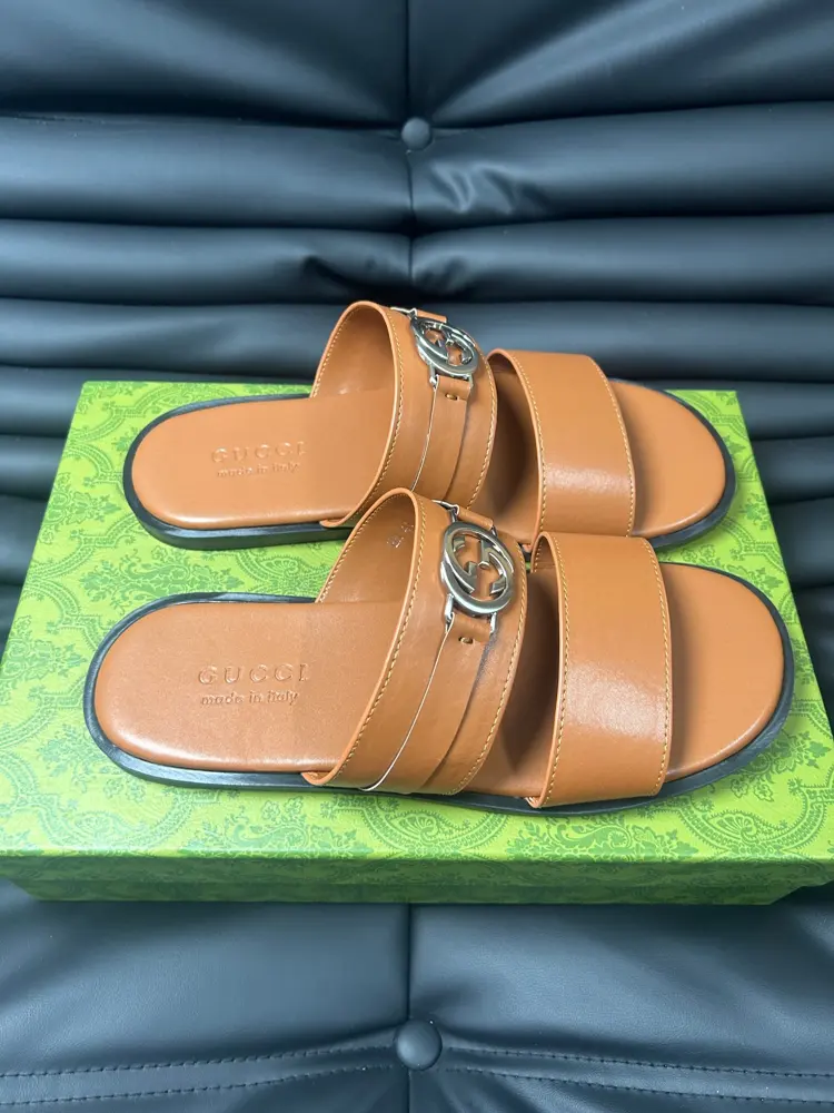 Gucci Double G Presbyopic Flip Flops Cross Sandals Thick Sole Slippers Beach Shoes