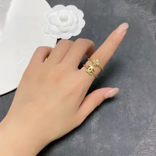 Chanel vintage double C ring set
