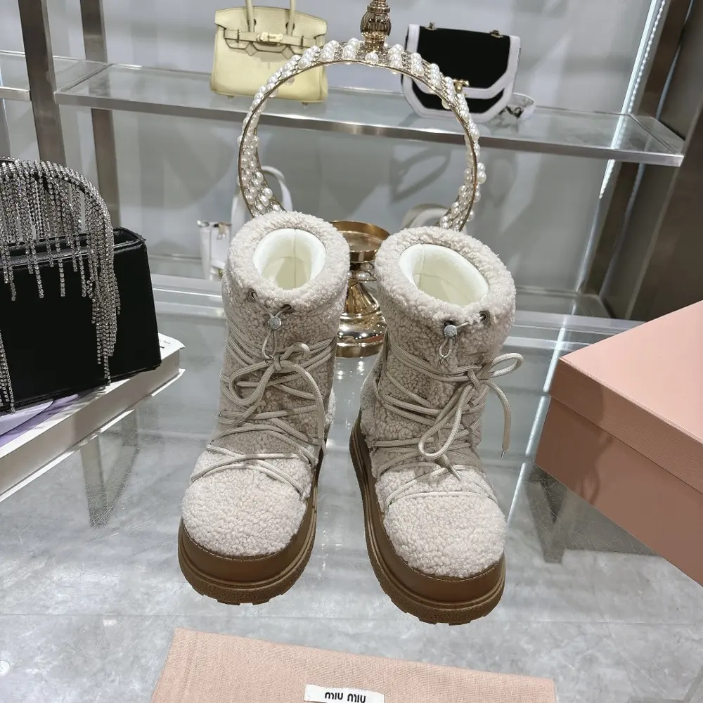 miumiu Miu snow boots 2024 autumn and winter new cotton shoes single shoes from Miu series