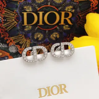 Dior CD earrings mini silver and white diamonds