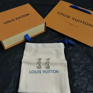 Louis Vuitton classic round natural white mother-of-pearl earrings