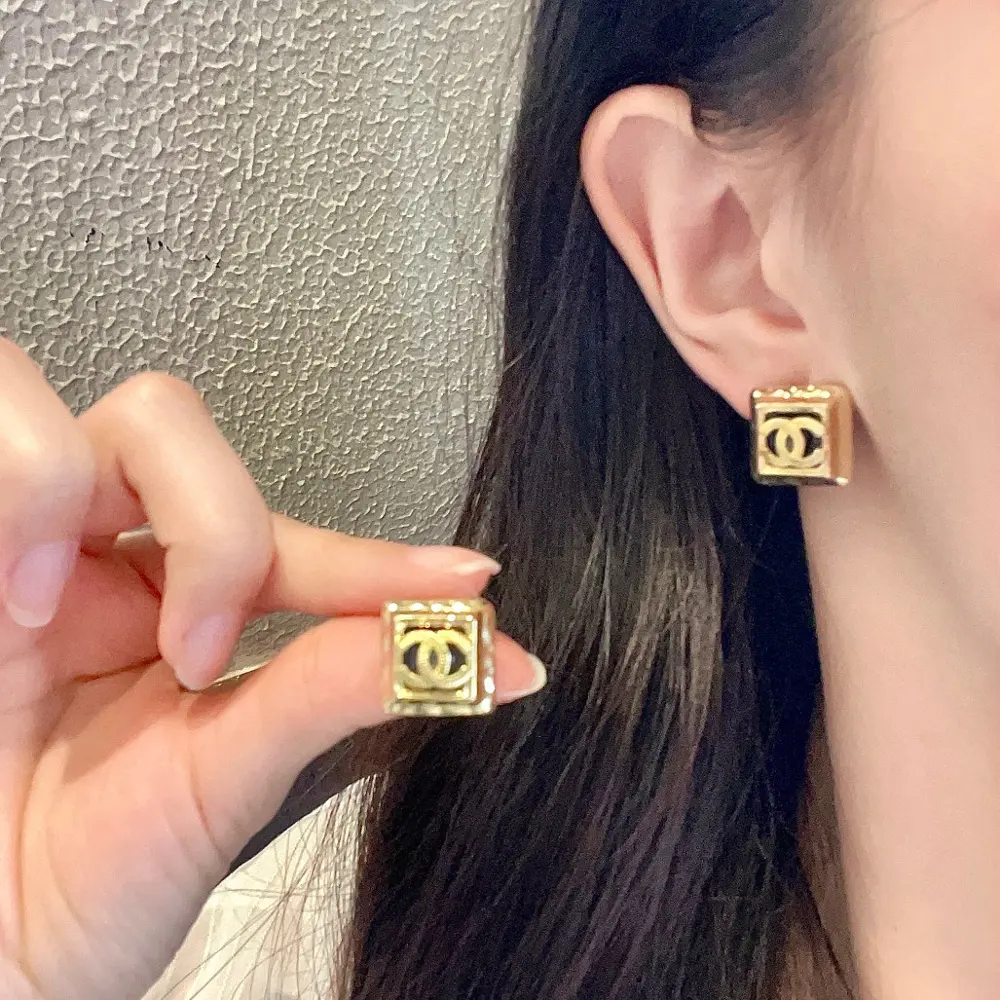 Chanel vintage letter earrings