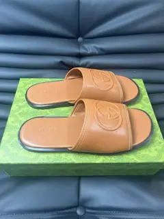 Gucci Double G Presbyopic Flip Flops Cross Sandals Thick Sole Slippers Beach Shoes