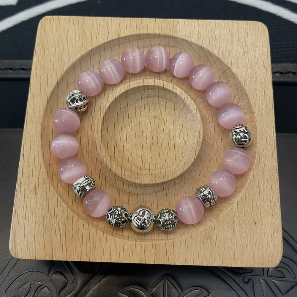 Chrome Hearts classic retro multi-element pink cat’s eye bracelet