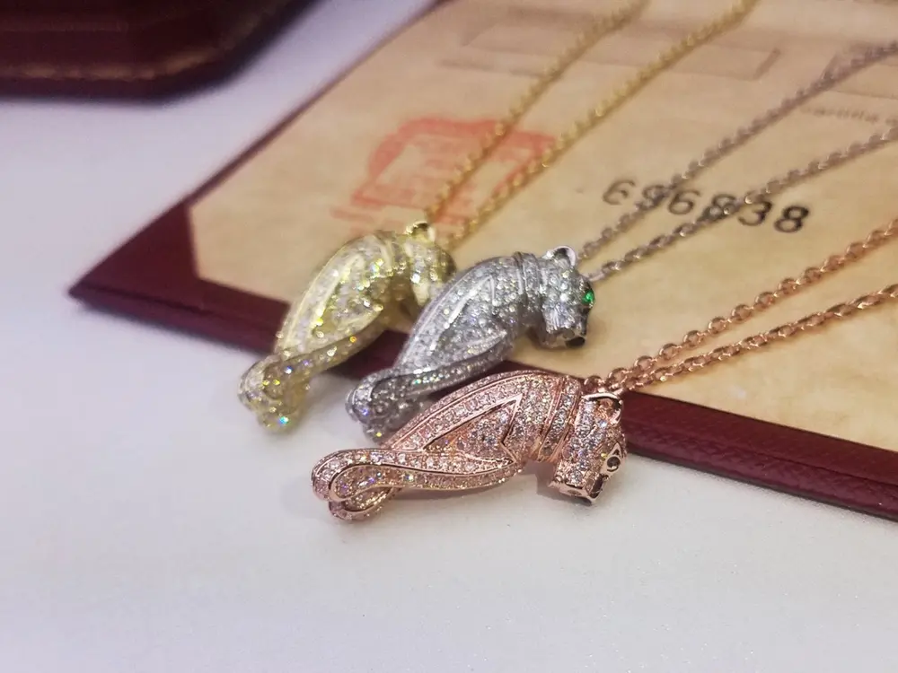 Cartier leopard full diamond necklace shipped Classic aristocratic style
