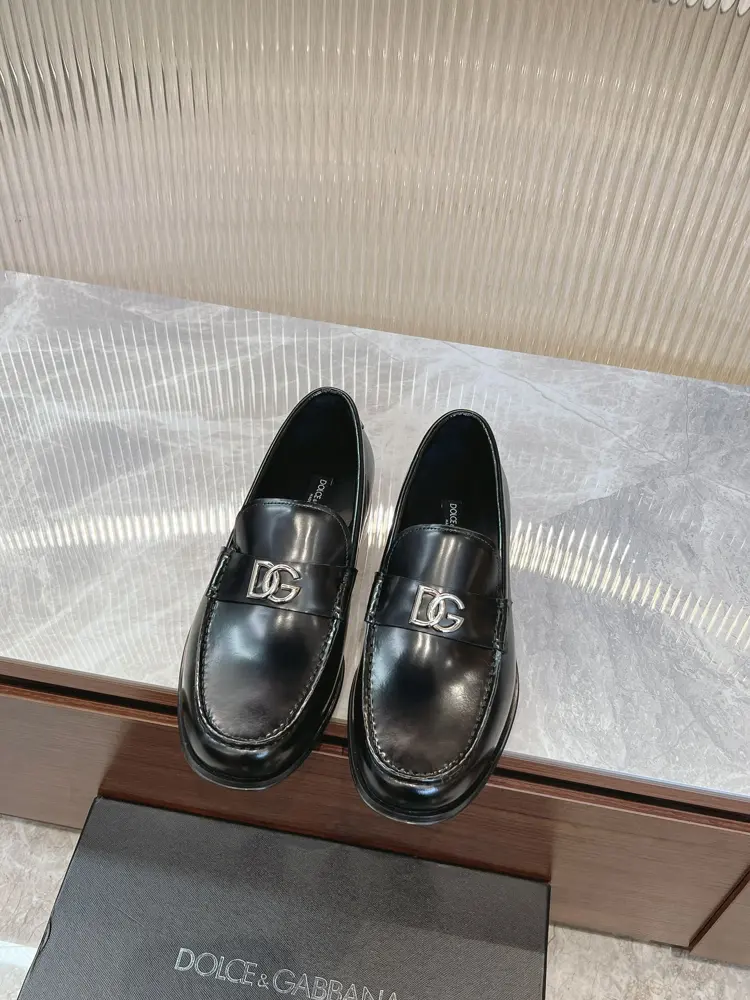 Dolce & Gabbana Cowhide/Glossy Leather Business Casual Men’s Shoes Loafers