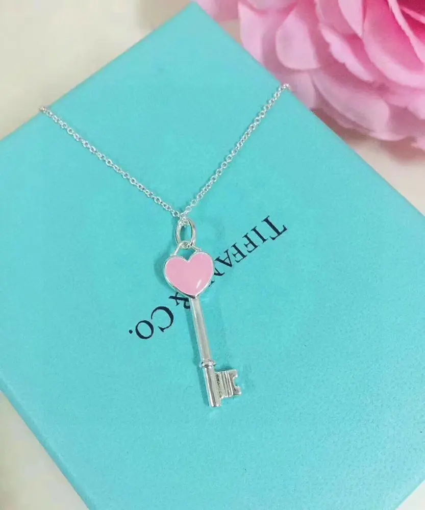 Tiffany&Co Tiffany Oil Drop Heart Shape Key Necklace 925 sterling silver + oil drop