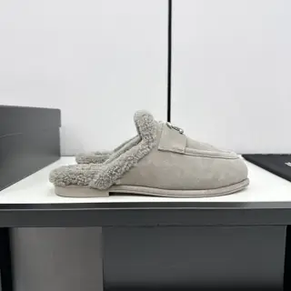 Chanel furry loafers